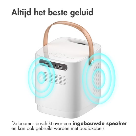 iMoshion Tragbarer Beamer - Full HD Mini-Beamer / Projektor - Streaming über WiFi - Weiß