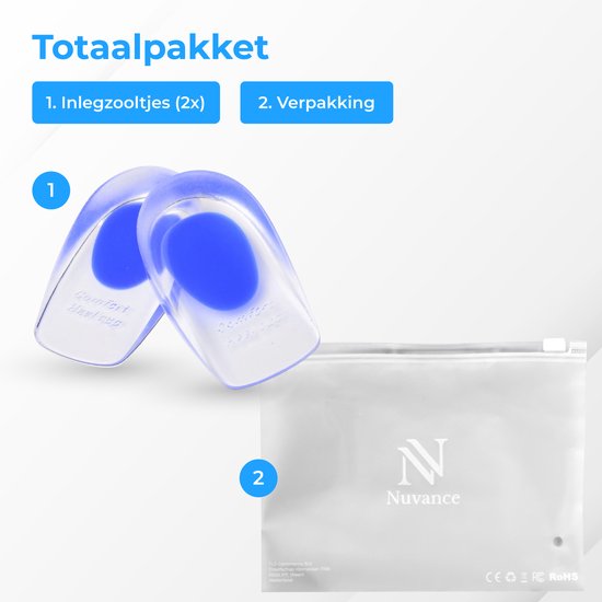 Nuvance - Fersensporn Orthesen - Fersenschoner - Einlagen - Fersensporn - 2 Stück für Größe 39-45 - Blau
