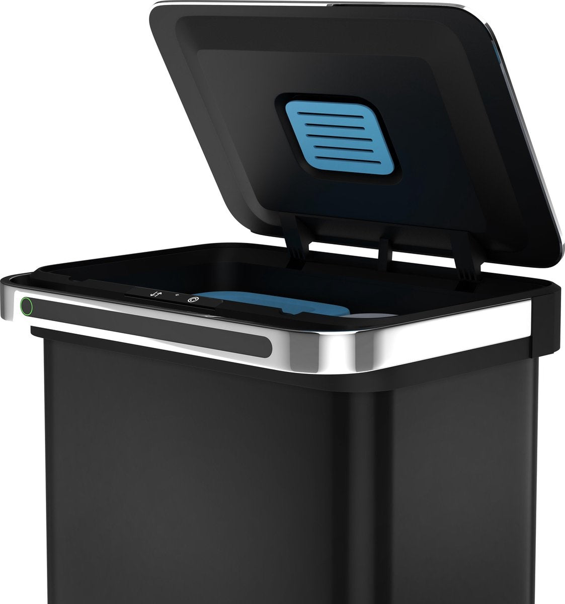 StangVollby Halden Abfalleimer mit Sensor - 60 L (2×18L + 2×12L) - Schwarz - 4 Fächer - Automatischer Luftfilter