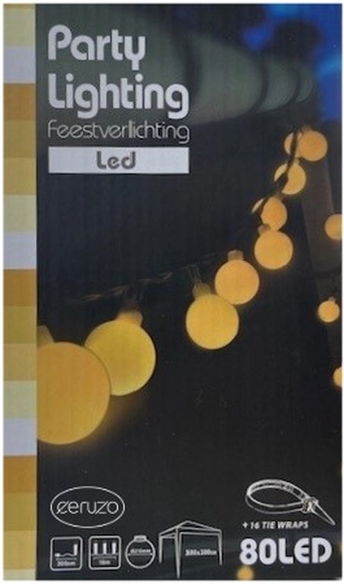 Ceruzo Party Lights 16 Meter - 80 Lichter - Partyzelt - Warm White-LED- Außenbeleuchtung