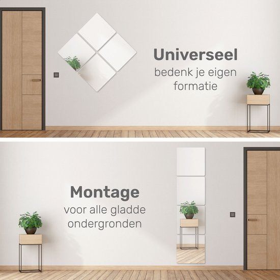 XL Klebespiegel 40x40 - 4 Stück - Kleber - Klebespiegel - Hollywood Make up Spiegel - Tür - Spiegel - Folie - Badezimmer - Groß - Aufkleber - Pass - Wand - Spiegel