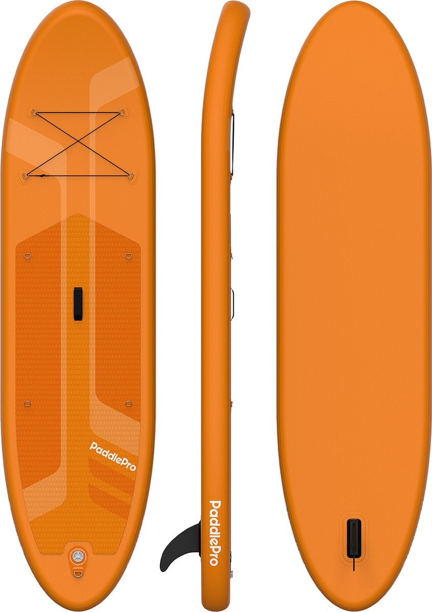 LifeGoods SUP Board - Deluxe Set - Mit Sitz - Aufblasbares Paddle Board - Max. 135KG - 320x81cm - Orange