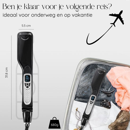 Sansbeauté® Dampfglätter - Dampfglätter - Breite Platten - Professionelles Glätteisen - Dampfglätter - Schwarz