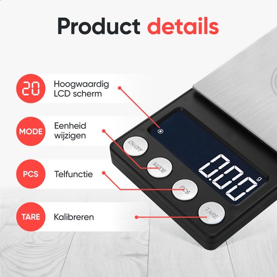 Kitchenwell digitale Mini-Präzisionsküchenwaage - 0,01 bis 200 Gramm - 14,2 x 7,5 cm - Taschenwaage USB aufladbar - Küchenwaage - schwarz