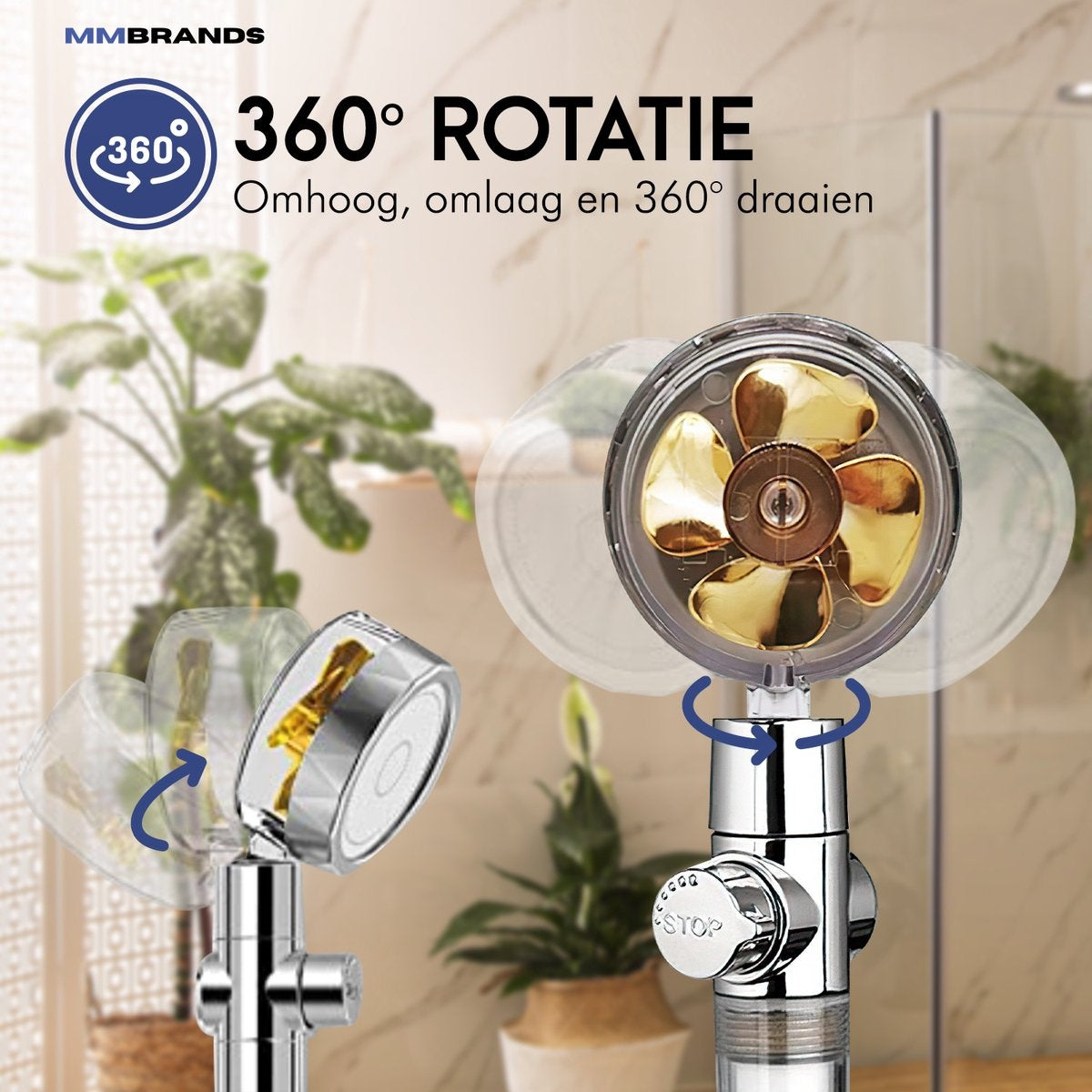 MM Brands Wassersparender Duschkopf - Hochdruck-Handbrause - Regenbrause Wassersparend