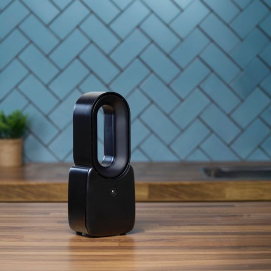 Lifetime Air Bladeless Fan - Leiser Ventilator mit drei Geschwindigkeiten - Kabelloser Tischventilator - Tischventilator mit LED-Stimmungslicht - USB-C wiederaufladbar - Kompaktes Design - 5W - Schwarz