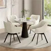 Yaheetech Esszimmerstuhl mit Armlehnen – Beige – 55 x 58,5 x 82 cm – um 360° drehbar mit Samtbezug