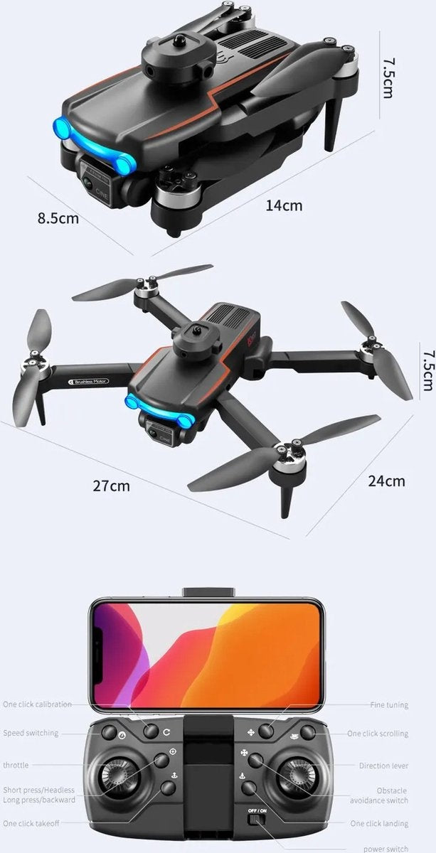 PuroTech Quad-Drohne Full HD 4K Kamera - 45 Minuten Flugzeit - Hindernisvermeidung - Inklusive 3 Batterien - Kein Flugschein erforderlich - Geeignet für Kinder / Erwachsene - Geschenk Weihnachten & Nikolaus