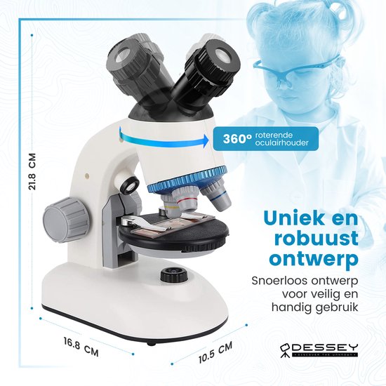 ODESSEY Julius Edition Mikroskop - Werkzeug Set - 100x–1200x Vergrößerung - Smartphone Adapter - Doppel LED Beleuchtung - Weiß