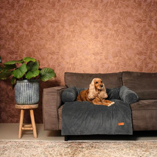 By Cee Cee Original Hundedeckenbank - Hundedeckenbank - Hundekorb - Premium - Vollständig mit Reißverschluss - Royal Collection - Rib Dark Grey - Größe M - 90x90