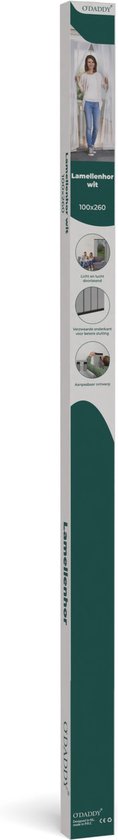 O'DADDY® Fliegengitter Lamellenvorhang - 100x260 cm - Türvorhang - Türtür - Verstellbares Design - Fiberglas - Türgitter Weiß