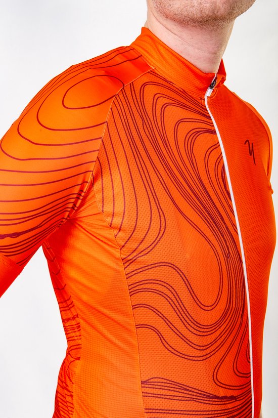Radsporttrikot mit kurzen Ärmeln, Marmor-Orange – XL