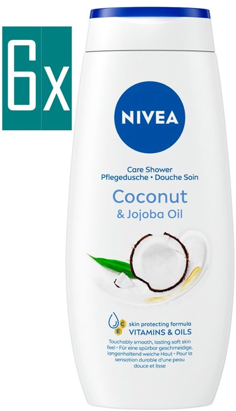Körperpflege Körperpflegeprodukte Bade- und Duschprodukte Duschcremes NIVEA Coconut & Jojoba Oil Duschcreme – Duschgel mit Kokosduft – Mit Vitamin C und E – Vorteilspackung – 6 x 500 ml