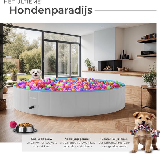 tectake - Dog Pool - Hundepool- Pool für Hunde - Ballpool - Faltbar - ⌀160 cm - Extra stabil - Leicht zu befüllen und zu entleeren