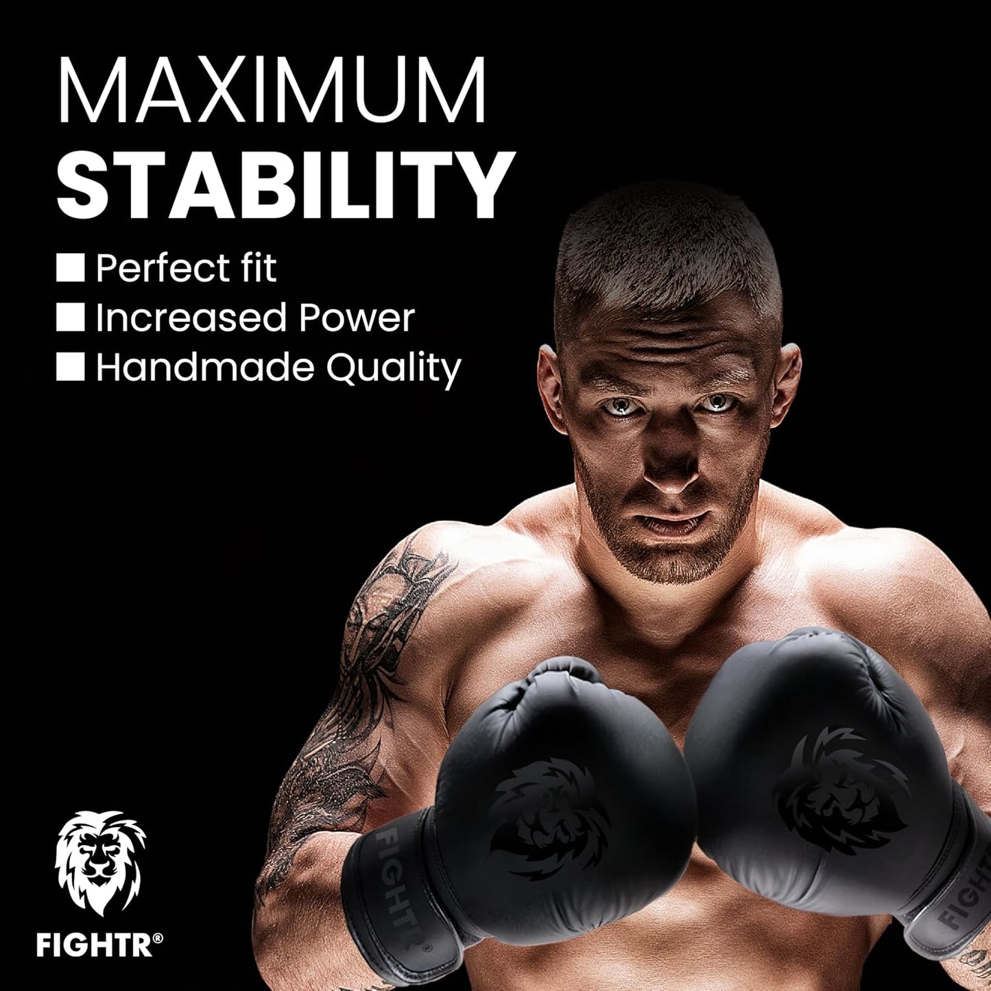 FIGHTR® Premium Boxhandschuhe - ideale Stabilität & Schlagkraft | Punchinghandschuhe für Boxen, MMA, Muay Thai, Kickboxen & Kampfsport 12oz