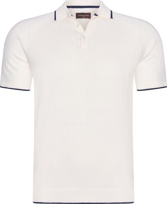 Cappuccino Italia - Herren SS Tipped Tricot Polo - Weiß - Größe M