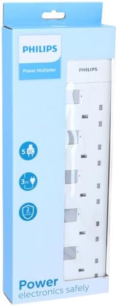 PHILIPS Verlängerungskabel - CHP3150WA/05-5 Korridor - Weiß - 2 Meter Stromkabel - Einzelne Schalter