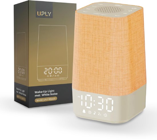 UPLY Wake up light - Mit USB-Ladestation - Mit 30 Tönen - Wecker mit Licht - Weißes Rauschen - Digitaler Wecker