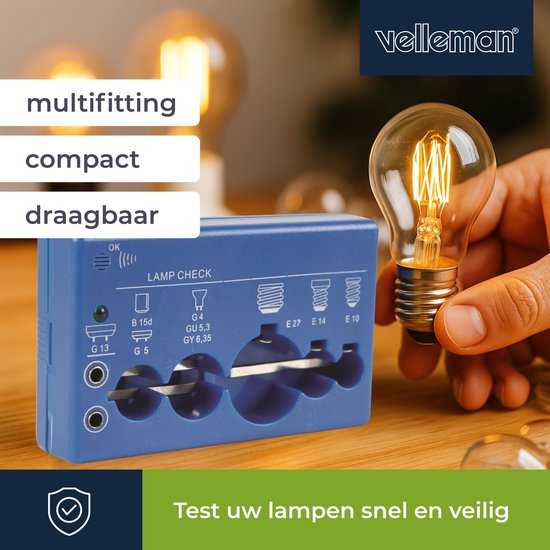 Velleman VTTEST8 Lampentester – Akustische und optische Anzeige – universell einsetzbar