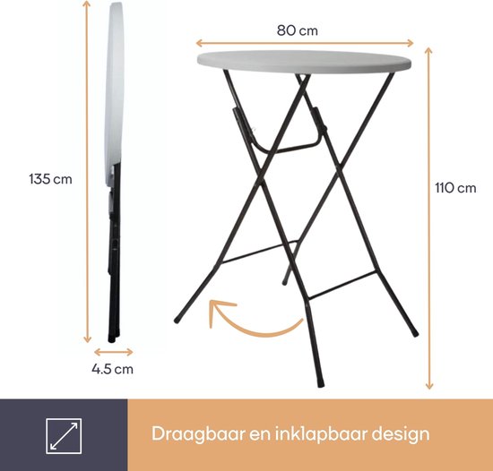 Perel Klapptisch, weiß, 80 x 110 cm, für den Innen- und Außenbereich, ideal für Veranstaltungen und den täglichen Gebrauch, max. 100 kg, passt überall hin, leicht und tragbar, zusätzliche Tischfläche