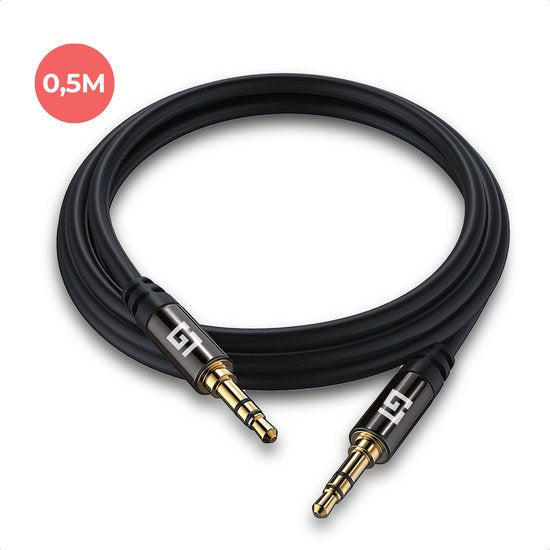 LifeGoods AUX-Kabel - Audiokabel 0,5 m - 3,5 mm - Stecker zu Stecker - Schwarz