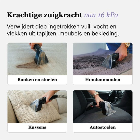 Motionflow Teppichreiniger Go! – Leistungsstarker Flecken- und Polsterreiniger mit 16 kPa – Reinigungsgerät für Sofas, Fußböden, Autos und Teppiche – Teppichreiniger