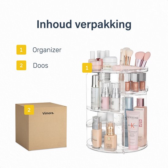 Drehbarer Make-up Organizer - Transparent - Drehbar - Für - Schminkpinsel - Schminkschwamm - Schminktisch - Box Mädchen - Geschenkset - Kinderset - für Mädchen