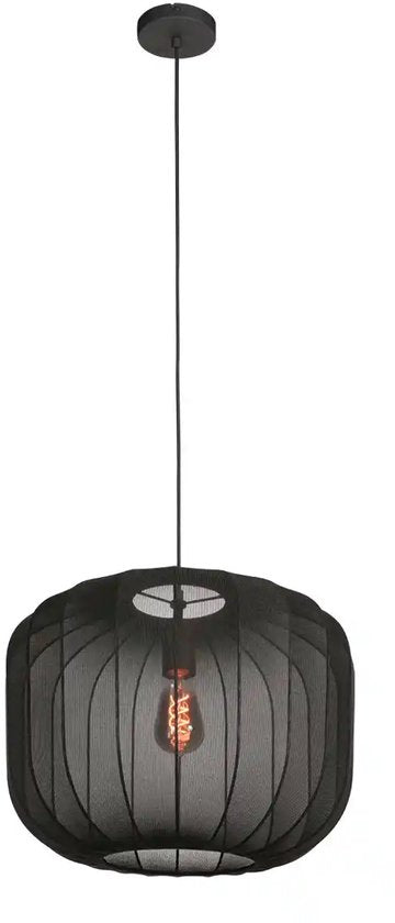 Anne Lighting – Hängeleuchte – Sable – schwarz – Leinen und Metall – Ø 45 cm – E27 – 4191ZW