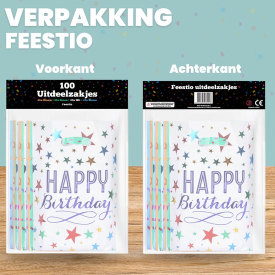 Feestio Sharing Bags 100 Stück - 17 x 25 cm - Bonbontüten - Leckerli-Tüten Kinderparty - Geschenktüten - Geburtstag