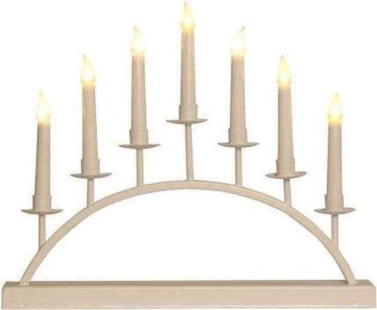 Splendeo Kandelaber Led - Weißes Metall - 7 warmweiße Lampen - 3V