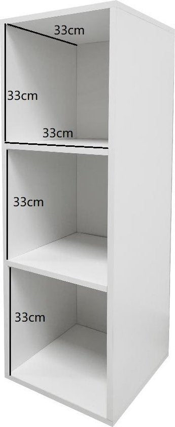 VDD Schallplattenschrank mit 3 Fächern - weiß - 34x34x104 cm