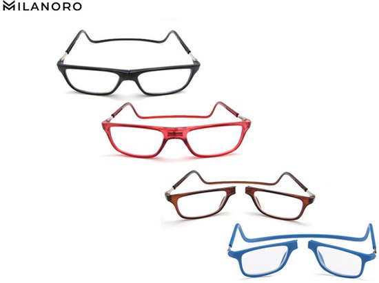 Milanoro - Magnetische Brille - Blau - Stärke +3