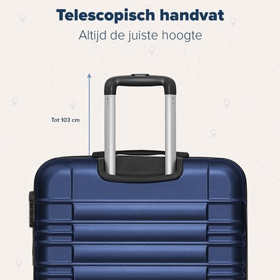 TRVLMORE - Kofferset - 3 Stück - 38L (Handgepäck) + 70L + 110L - Dunkelblau
