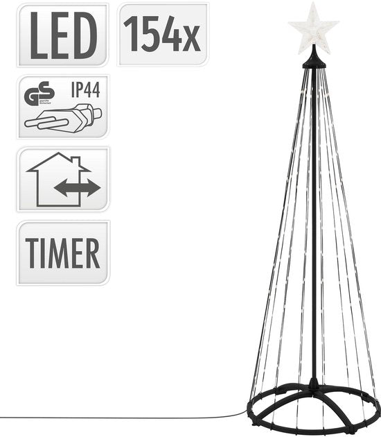 Nampook Schwarzer LED-Weihnachtsbaum mit 154 LEDs, 150 cm und Fernbedienung – Warmweiß