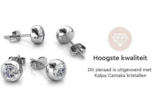 Yolora Damen Ohrringe mit runden Kalpa Camaka Kristallen - Farbe Silber - 18K Weißgold vergoldet