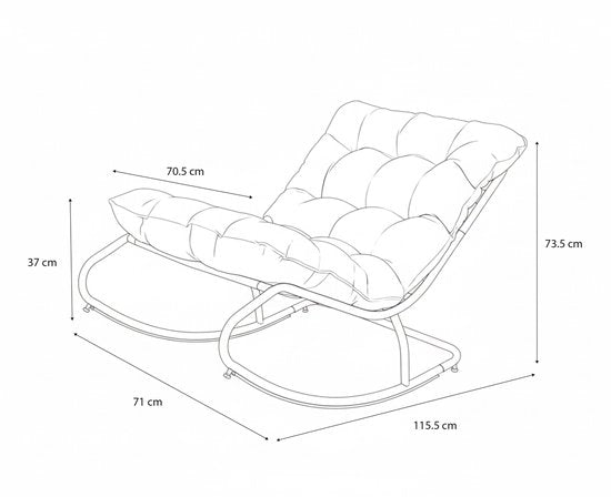AXI Ruby Schaukelstuhl Schwarz/Beige – Schaukelstuhl für den Außenbereich – mit dicken Kissen – Metallgestell – Lounge-Gartenstuhl mit Schaukelfunktion