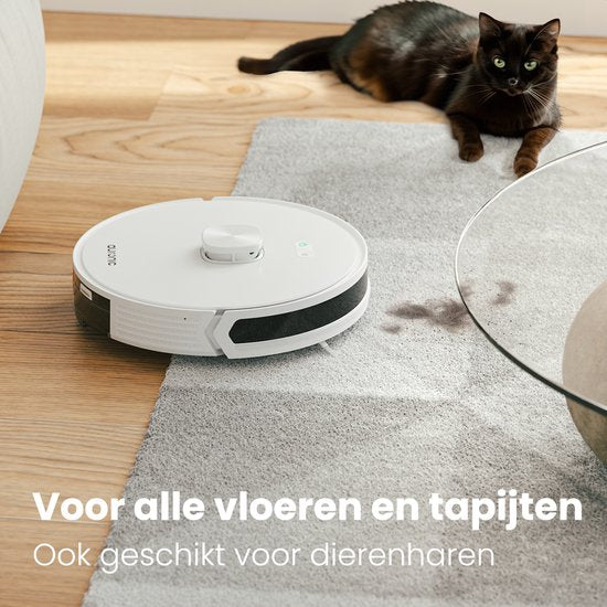 Auronic Staubsaugerroboter - mit Wischfunktion - WiFi und App - Ladestation - Haustiere - Wischroboter - Lasernavigation - Weiß