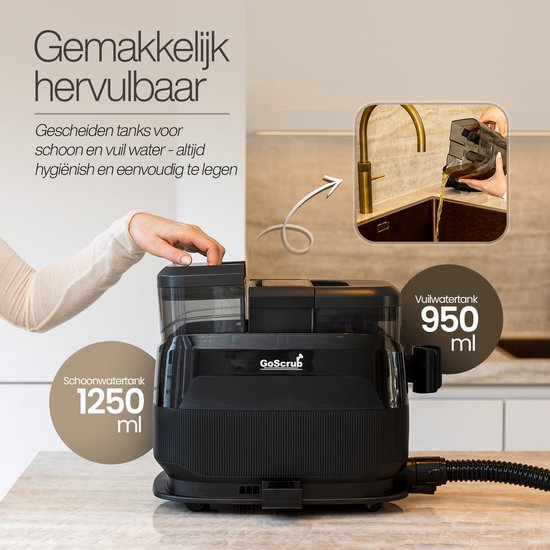 GoScrub® 3-in-1-Teppichreiniger PRO mit Bodenwischer – Dampfreiniger und Fleckenentferner für Sofas und Teppiche – 100 °C Dampf – Sofa-Reiniger – Möbelreiniger – Sitzmöbel-Reiniger