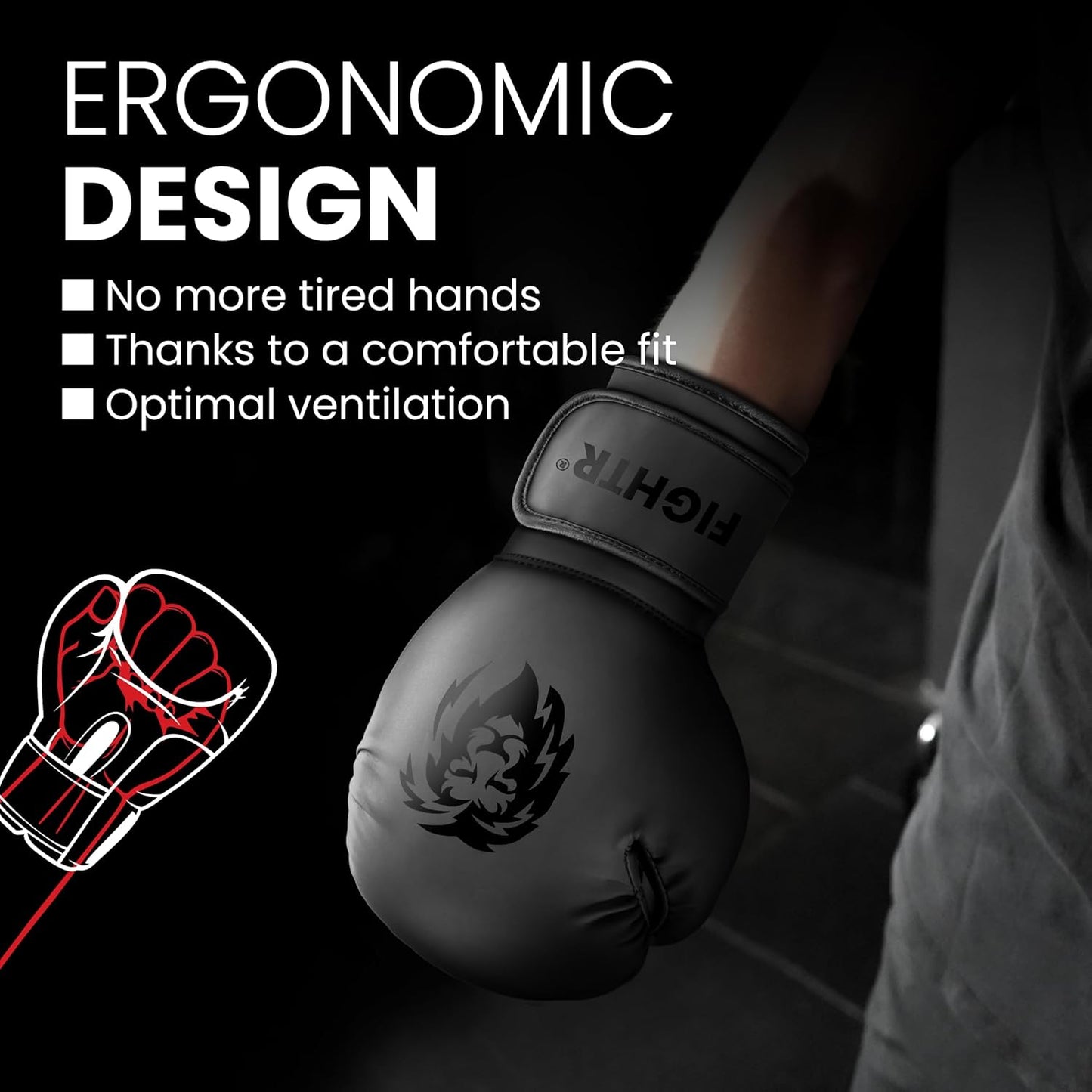 FIGHTR® Premium Boxhandschuhe - ideale Stabilität & Schlagkraft | Punchinghandschuhe für Boxen, MMA, Muay Thai, Kickboxen & Kampfsport 12oz