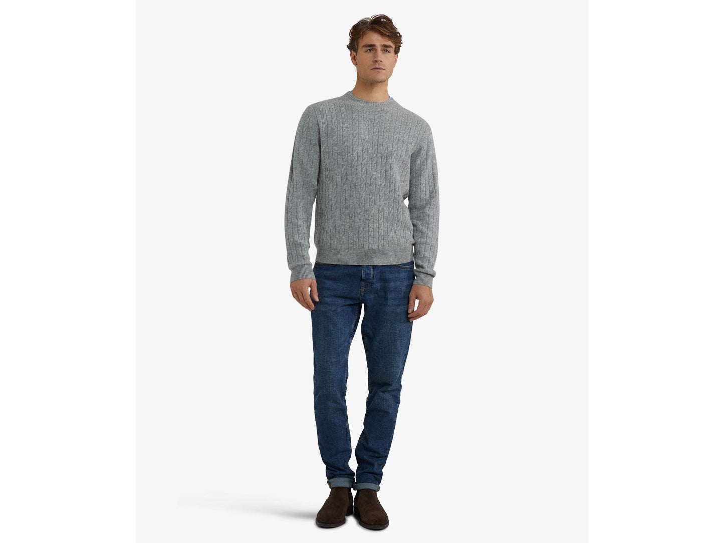 McGregor Pullover mit Rundhalsausschnitt, mittelgrau, meliert - Größe S
