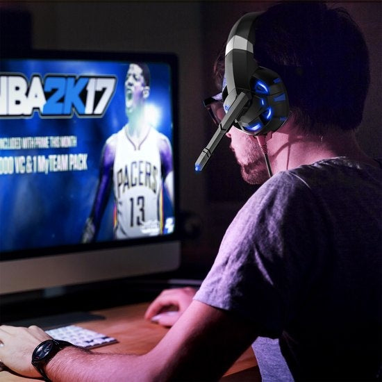 Strex - Gaming Headset mit Mikrofon Blau - PC + PS4 + PS5 + Xbox One + Xbox Serie