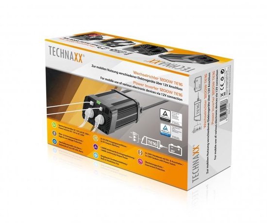 Technaxx TE16 Wechselrichter 1200W - 2x 230V - 2x 5V USB - 3.1A - Spannungswandler