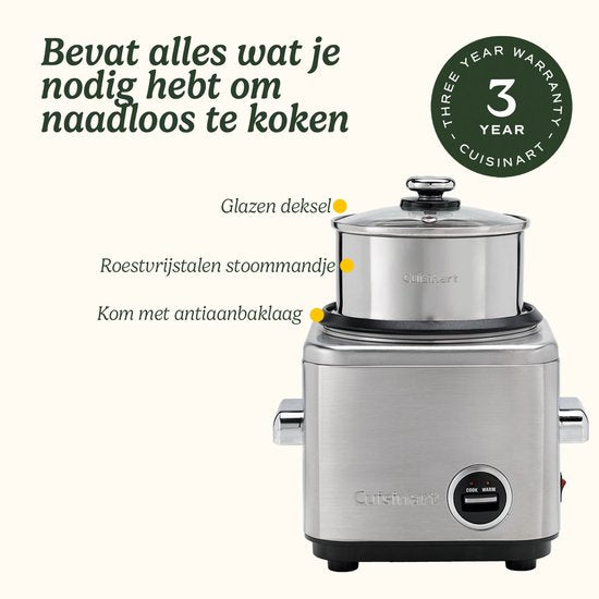 Cuisinart – Reiskocher mit Dampfgarer – Dampfgarer für 6 Personen – Multi-Kocher, BPA-frei – Schwarz