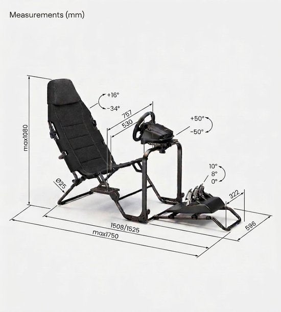 VDD Gaming – Zusammenklappbares Sim-Racing-Cockpit – Sim-Racer – Renncockpit – Zusammenklappbar – Schwarz