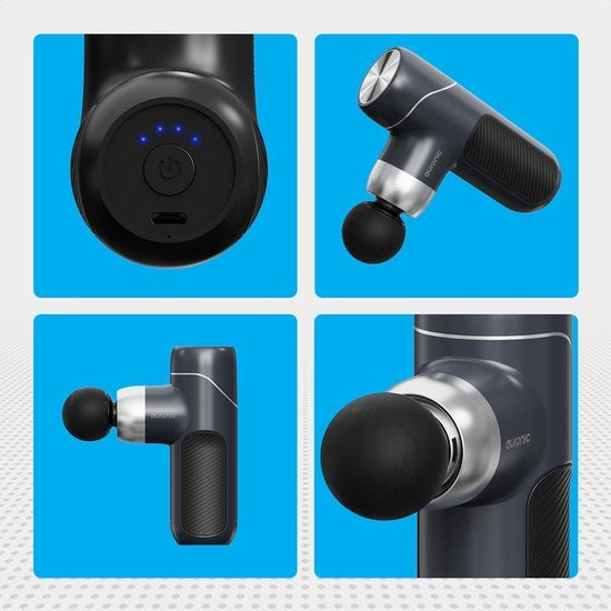 Auronic Massage Gun - Massagegerät - Professional - 4 Aufsätze und Etui - Massage Gun - Ganzkörper - Dunkelgrau