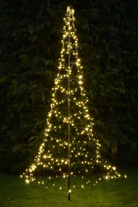 FlinQ Flagpole Weihnachtsbaum 3m Warm White - Licht Weihnachtsbaum - 480LEDS - Weihnachtsbaumbeleuchtung - Weihnachtsbeleuchtung im Freien