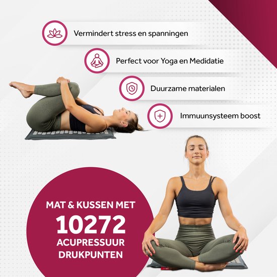 Northwall Nagelmatte mit Kissen & Tragetasche - Akupressurmatte mit Nagelkissen - Nagelbett - Akupunktur - Meditation - Shakti Massage - Grau