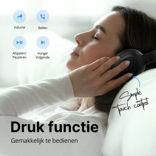 Unitone - Focus Kopfhörer Wireless - Aktive Geräuschunterdrückung - Over-Ear - Geeignet für Apple & Android - schwarz