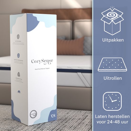 CozySense® DualFeel Topper Matratze 160x200 - Matratzenauflage - Topbezug Matratze - Mit kühler & warmer Seite - CertiPUR® - Feste Festigkeit - 7,5 cm - Waschbarer Bezug