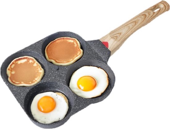 Amerikanische Pfannkuchenpfanne - Pfannkuchenpfanne - Omelettpfanne - 4 Fächer - Durchmesser 9 cm - Antihaftbeschichtung